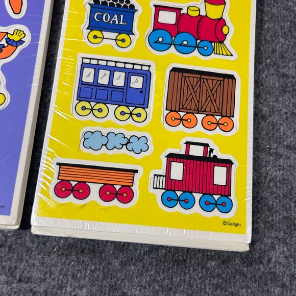 Vintage Foamys Puffy Stickers 1970's 1980's Rainbow Clown Train Lot of 2 - Picture 2 of 7